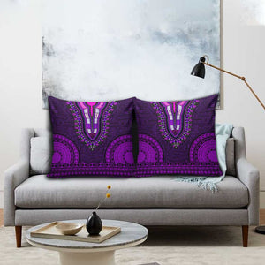 Purple Dashiki and Tapa Pattern Pillow Cover Africa-Polynesia Together Culture