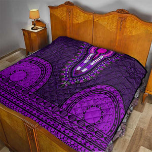 Purple Dashiki and Tapa Pattern Quilt Africa-Polynesia Together Culture