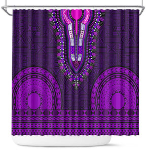 Purple Dashiki and Tapa Pattern Shower Curtain Africa-Polynesia Together Culture