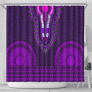 Purple Dashiki and Tapa Pattern Shower Curtain Africa-Polynesia Together Culture