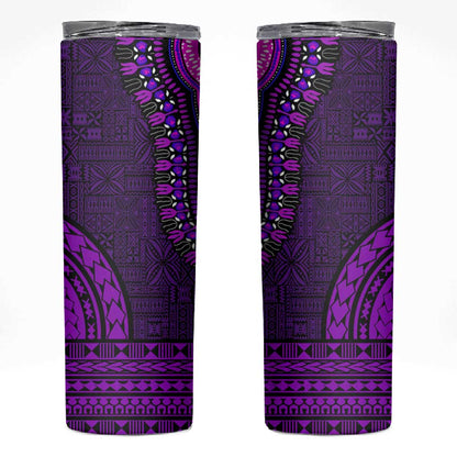 Purple Dashiki and Tapa Pattern Skinny Tumbler Africa-Polynesia Together Culture