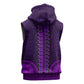 Purple Dashiki and Tapa Pattern Sleeveless Hoodie Africa-Polynesia Together Culture - African Pride