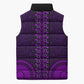 Purple Dashiki and Tapa Pattern Sleeveless Puffer Jacket Africa-Polynesia Together Culture