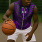 Purple Dashiki and Tapa Pattern Sleeveless Zip Hoodie Africa-Polynesia Together Culture - African Pride