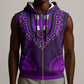 Purple Dashiki and Tapa Pattern Sleeveless Zip Hoodie Africa-Polynesia Together Culture - African Pride