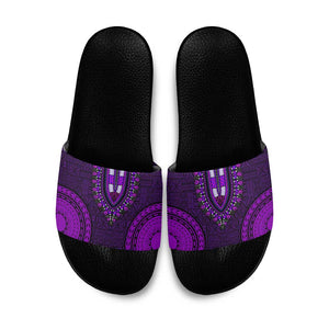 Purple Dashiki and Tapa Pattern Slide Sandals Africa-Polynesia Together Culture