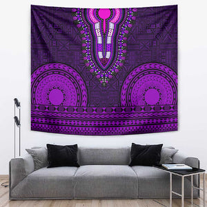 Purple Dashiki and Tapa Pattern Tapestry Africa-Polynesia Together Culture