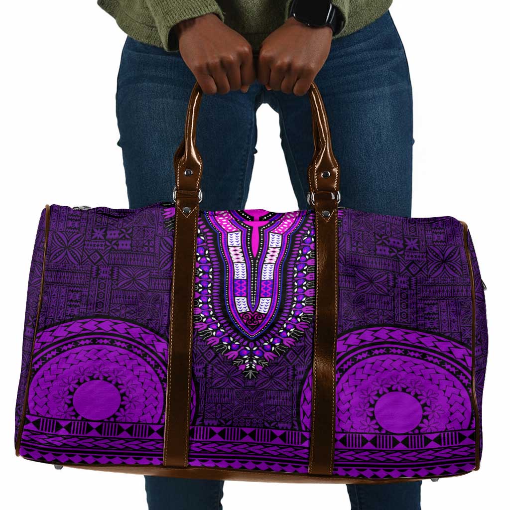Purple Dashiki and Tapa Pattern Travel Bag Africa-Polynesia Together Culture