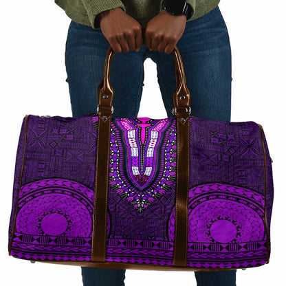 Purple Dashiki and Tapa Pattern Travel Bag Africa-Polynesia Together Culture