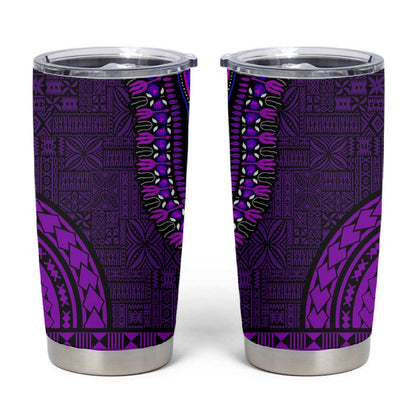 Purple Dashiki and Tapa Pattern Tumbler Cup Africa-Polynesia Together Culture