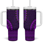 Purple Dashiki and Tapa Pattern Tumbler With Handle Africa-Polynesia Together Culture