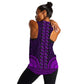 Purple Dashiki and Tapa Pattern Women Racerback Tank Africa-Polynesia Together Culture