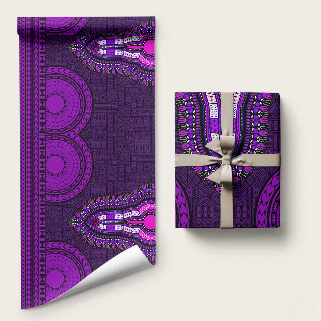 Purple Dashiki and Tapa Pattern Wrapping Paper Africa and Polynesia ...