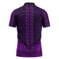 Purple Dashiki and Tapa Pattern Zipper Polo Shirt Africa-Polynesia Together Culture