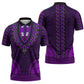 Purple Dashiki and Tapa Pattern Zipper Polo Shirt Africa-Polynesia Together Culture