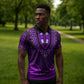 Purple Dashiki and Tapa Pattern Zipper Polo Shirt Africa-Polynesia Together Culture