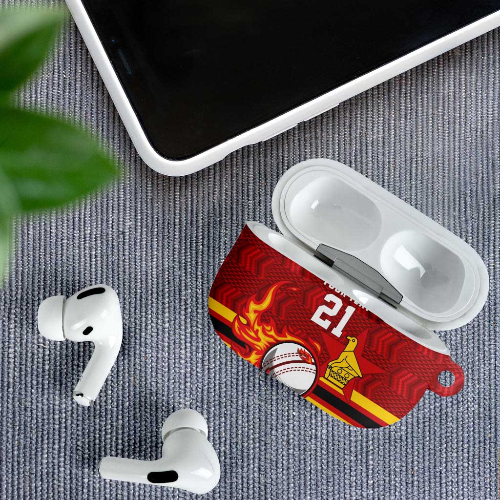 Custom Africa Cricket Zimbabwe AirPods Case The Chevrons Cricket Ball Fire