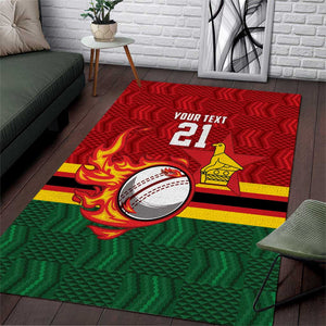 Custom Africa Cricket Zimbabwe Area Rug The Chevrons Cricket Ball Fire - African Pride