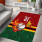Custom Africa Cricket Zimbabwe Area Rug The Chevrons Cricket Ball Fire - African Pride