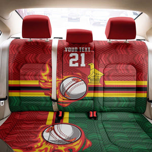 Custom Africa Cricket Zimbabwe Back Car Seat Cover The Chevrons Cricket Ball Fire - African Pride