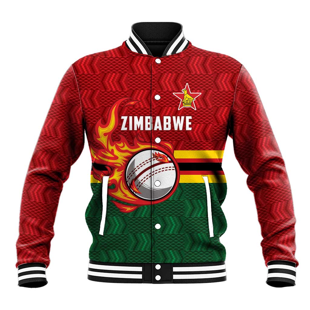 Custom Africa Cricket Zimbabwe Baseball Jacket The Chevrons Cricket Ball Fire - African Pride
