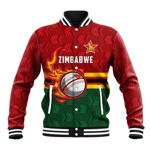 Custom Africa Cricket Zimbabwe Baseball Jacket The Chevrons Cricket Ball Fire - African Pride