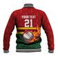 Custom Africa Cricket Zimbabwe Baseball Jacket The Chevrons Cricket Ball Fire - African Pride
