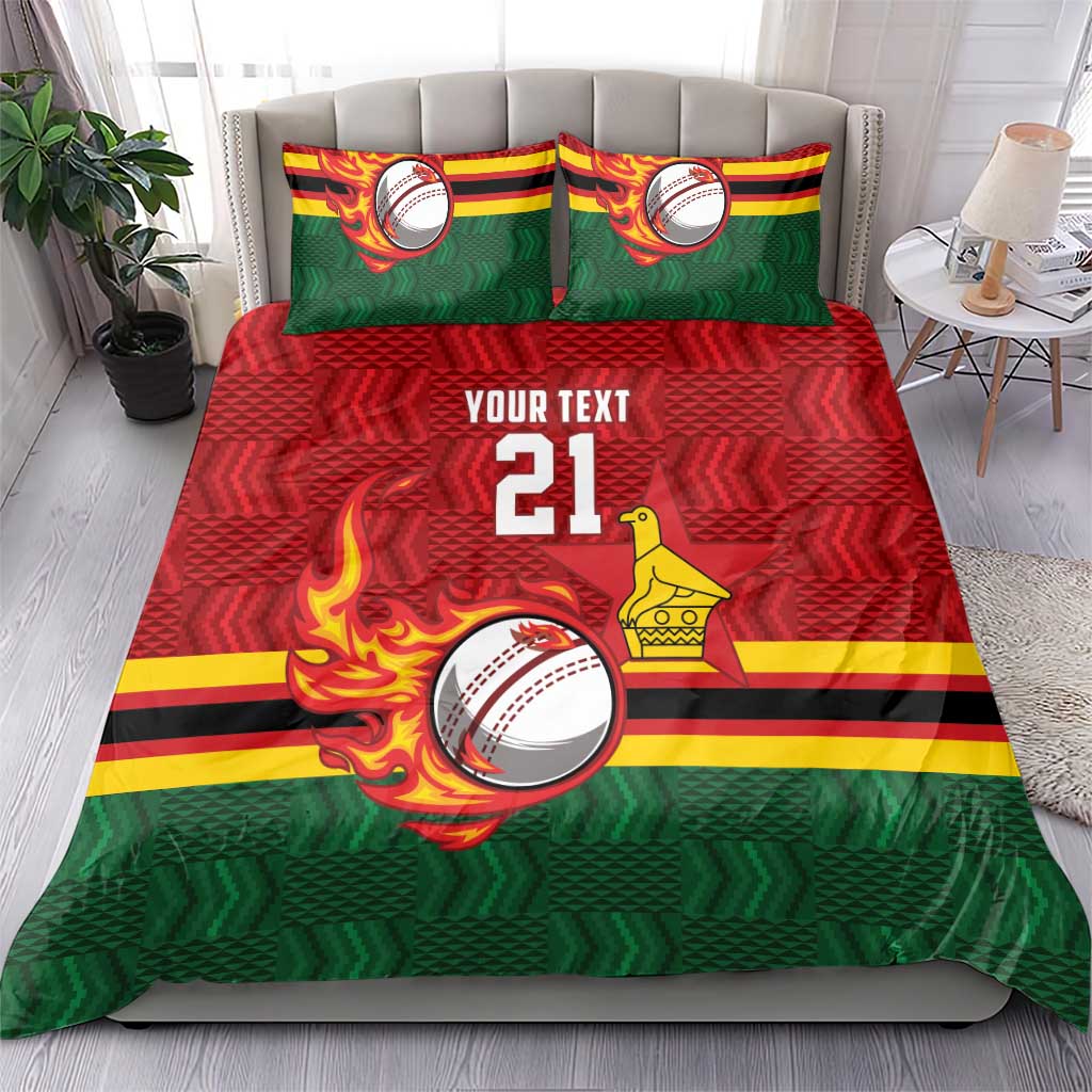 Custom Africa Cricket Zimbabwe Bedding Set The Chevrons Cricket Ball Fire - African Pride