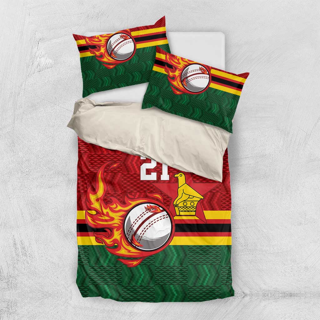Custom Africa Cricket Zimbabwe Bedding Set The Chevrons Cricket Ball Fire - African Pride