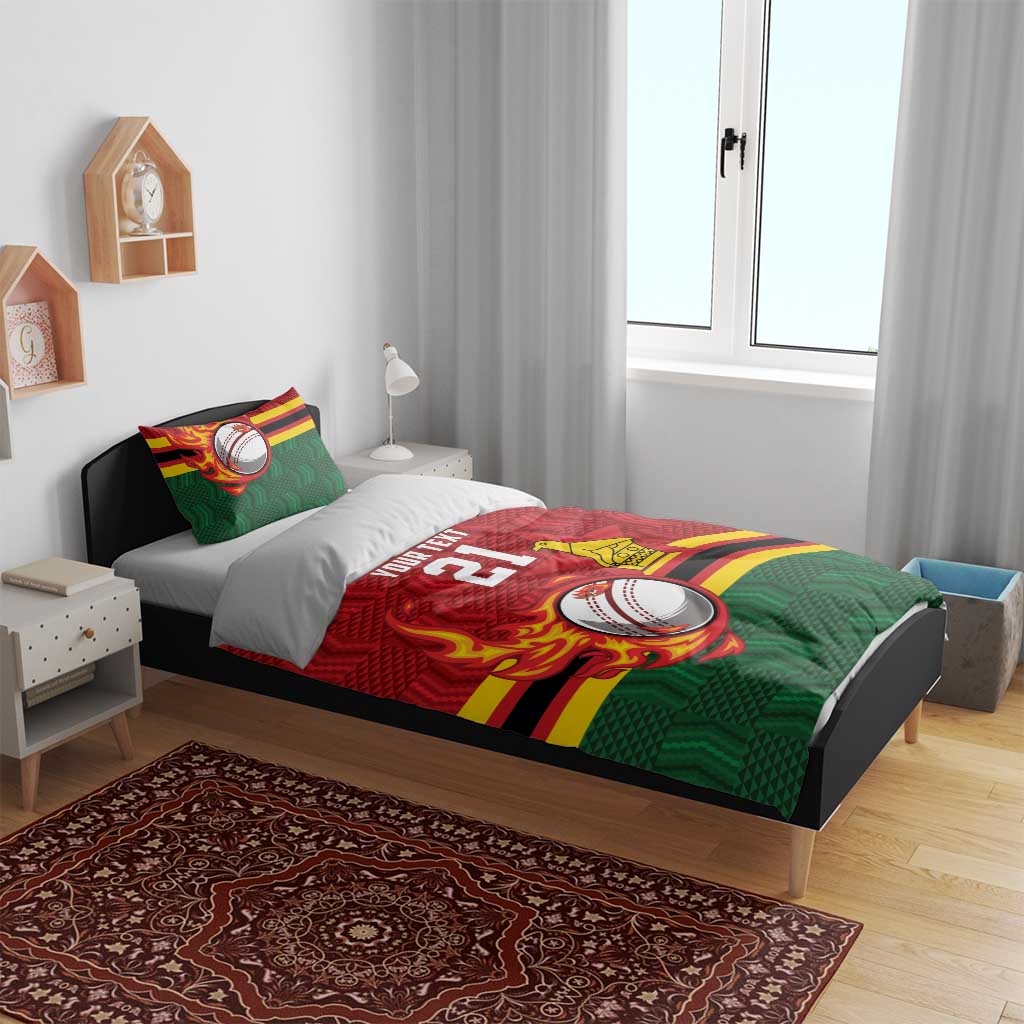 Custom Africa Cricket Zimbabwe Bedding Set The Chevrons Cricket Ball Fire - African Pride