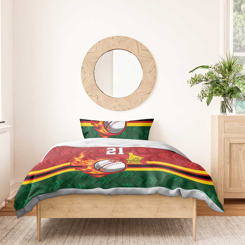 Custom Africa Cricket Zimbabwe Bedding Set The Chevrons Cricket Ball Fire - African Pride