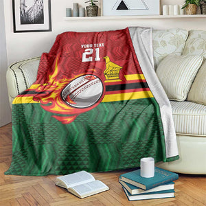 Custom Africa Cricket Zimbabwe Blanket The Chevrons Cricket Ball Fire - African Pride
