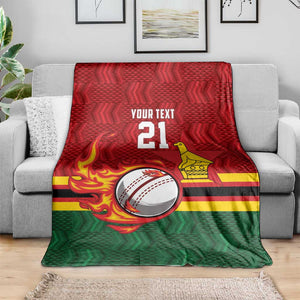 Custom Africa Cricket Zimbabwe Blanket The Chevrons Cricket Ball Fire - African Pride