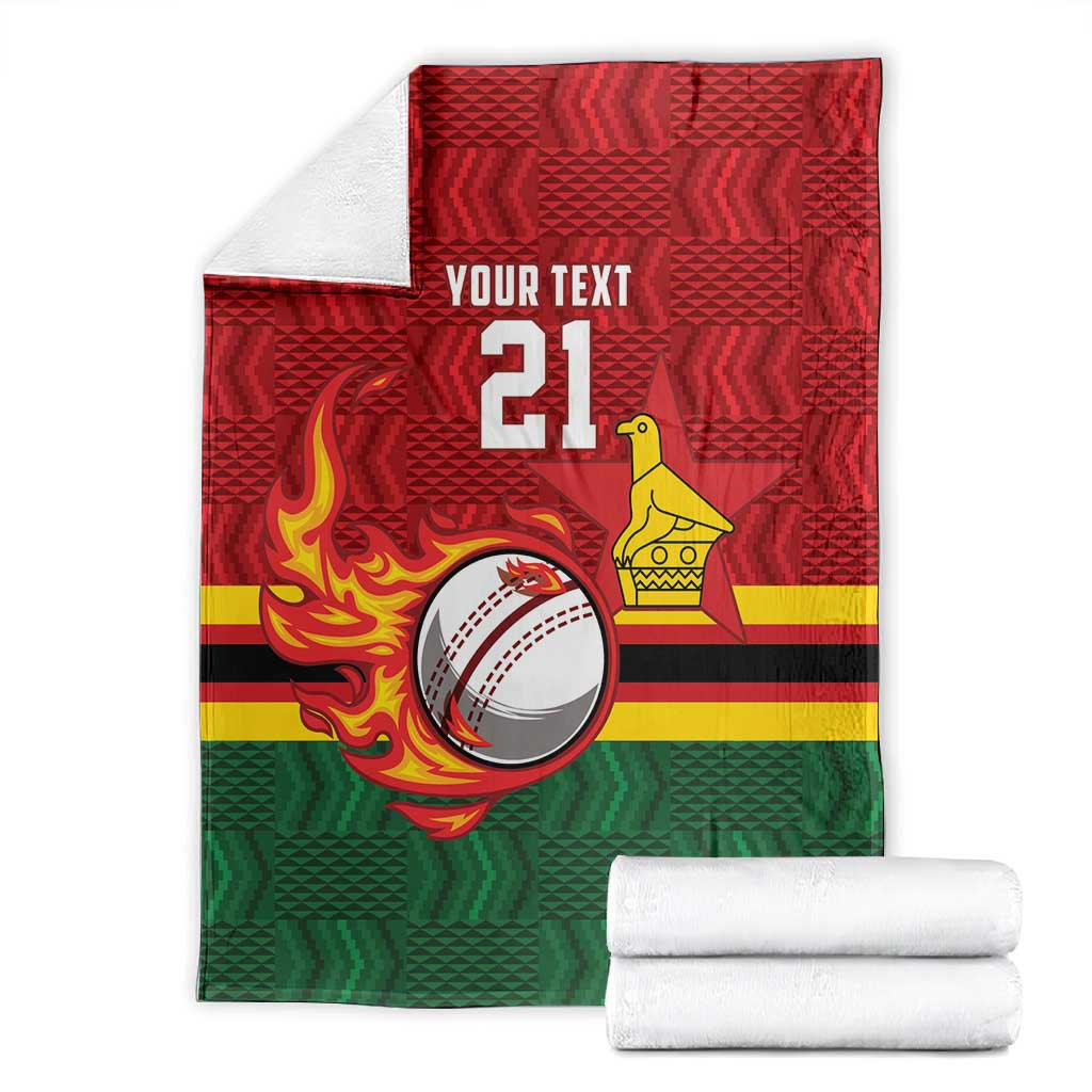 Custom Africa Cricket Zimbabwe Blanket The Chevrons Cricket Ball Fire - African Pride