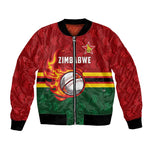 Custom Africa Cricket Zimbabwe Bomber Jacket The Chevrons Cricket Ball Fire - African Pride