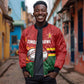Custom Africa Cricket Zimbabwe Bomber Jacket The Chevrons Cricket Ball Fire - African Pride