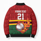 Custom Africa Cricket Zimbabwe Bomber Puffer Jacket The Chevrons Cricket Ball Fire