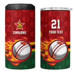 Custom Africa Cricket Zimbabwe 4 in 1 Can Cooler Tumbler The Chevrons Cricket Ball Fire - African Pride