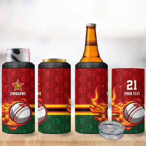 Custom Africa Cricket Zimbabwe 4 in 1 Can Cooler Tumbler The Chevrons Cricket Ball Fire - African Pride