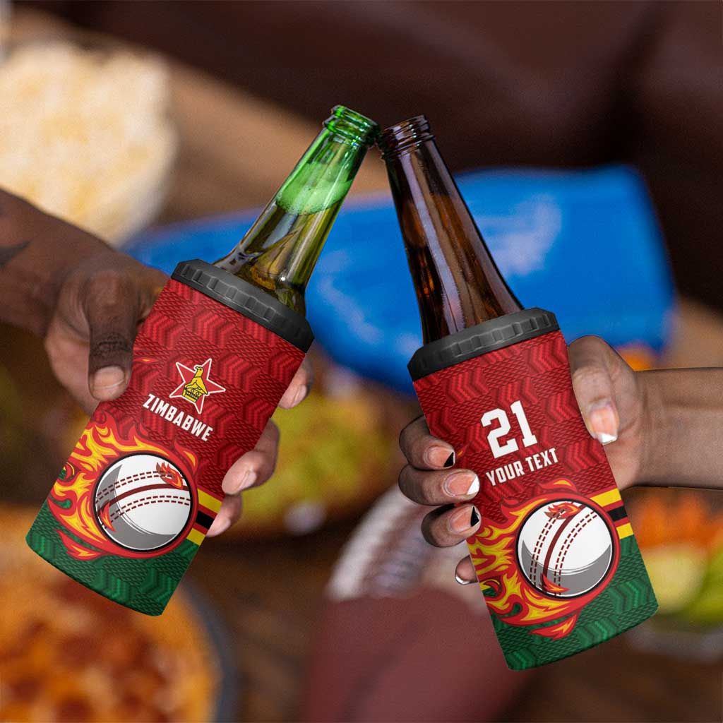 Custom Africa Cricket Zimbabwe 4 in 1 Can Cooler Tumbler The Chevrons Cricket Ball Fire - African Pride
