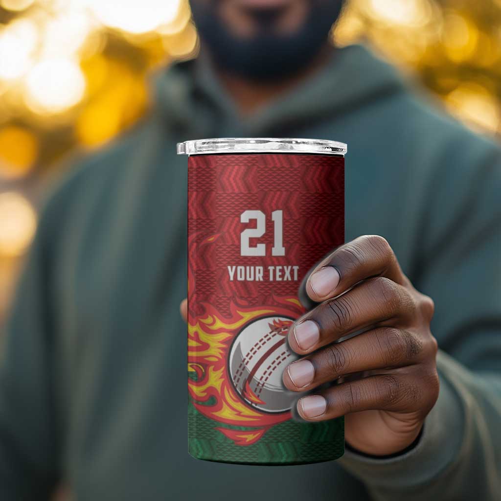 Custom Africa Cricket Zimbabwe 4 in 1 Can Cooler Tumbler The Chevrons Cricket Ball Fire - African Pride