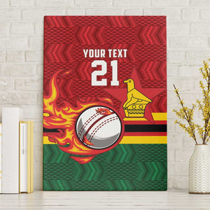 Custom Africa Cricket Zimbabwe Canvas Wall Art The Chevrons Cricket Ball Fire - African Pride