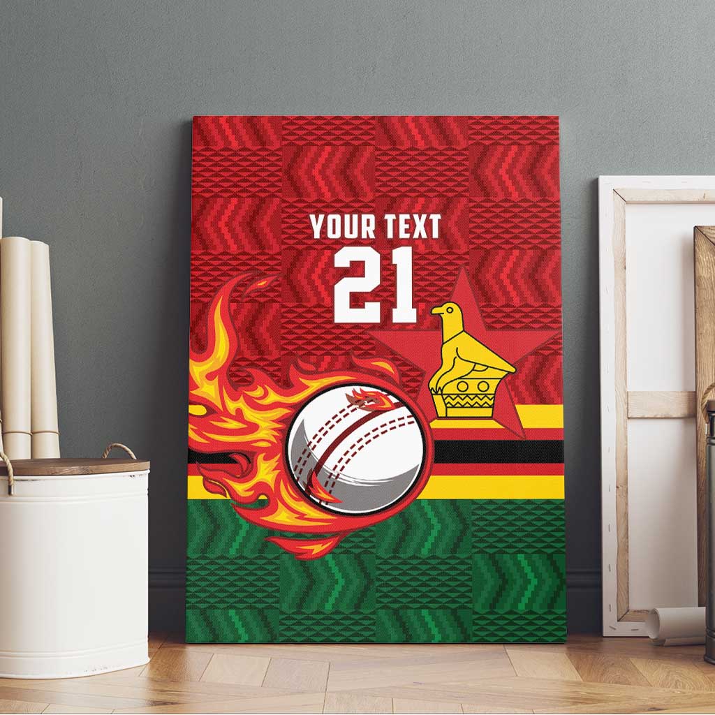 Custom Africa Cricket Zimbabwe Canvas Wall Art The Chevrons Cricket Ball Fire - African Pride