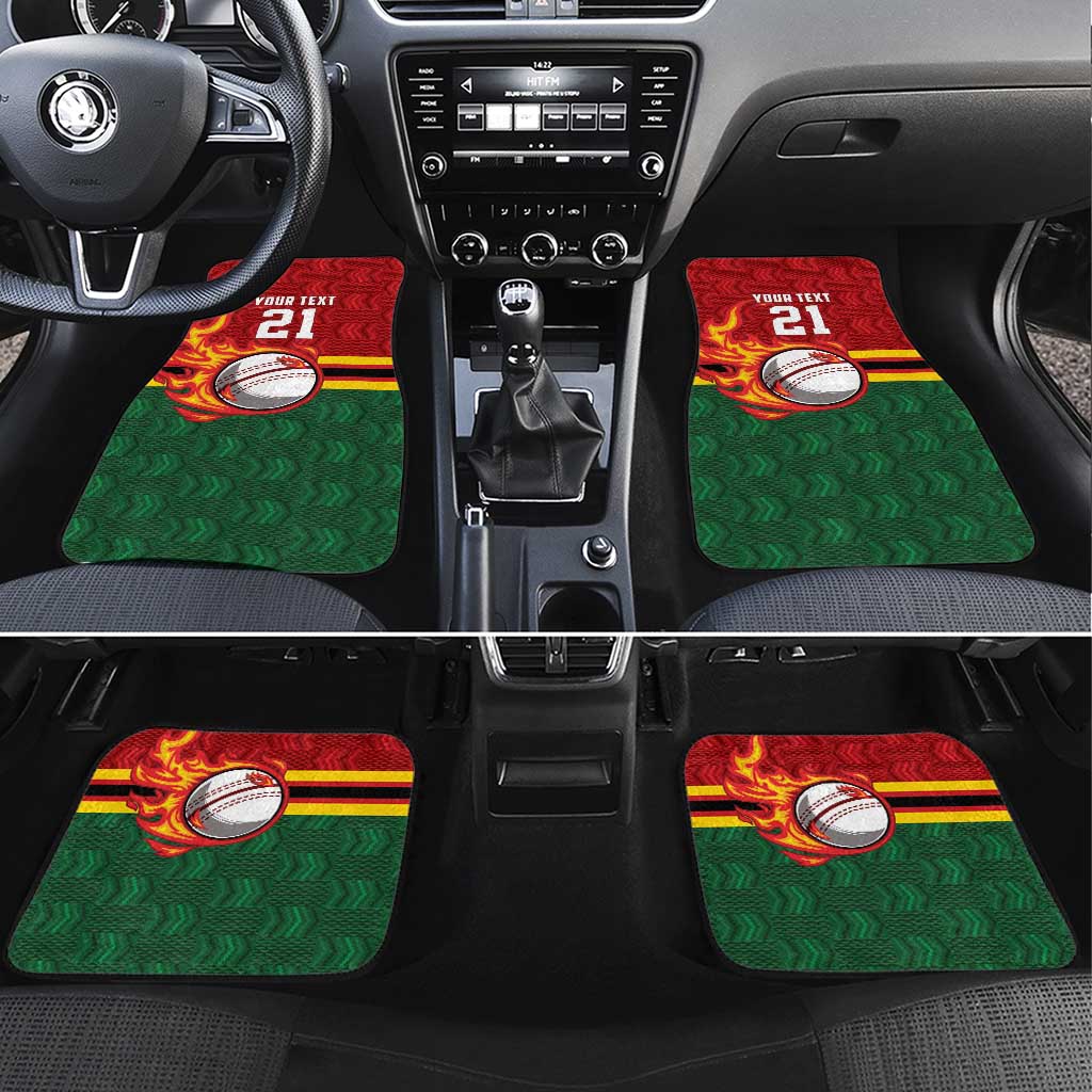 Custom Africa Cricket Zimbabwe Car Mats The Chevrons Cricket Ball Fire - African Pride