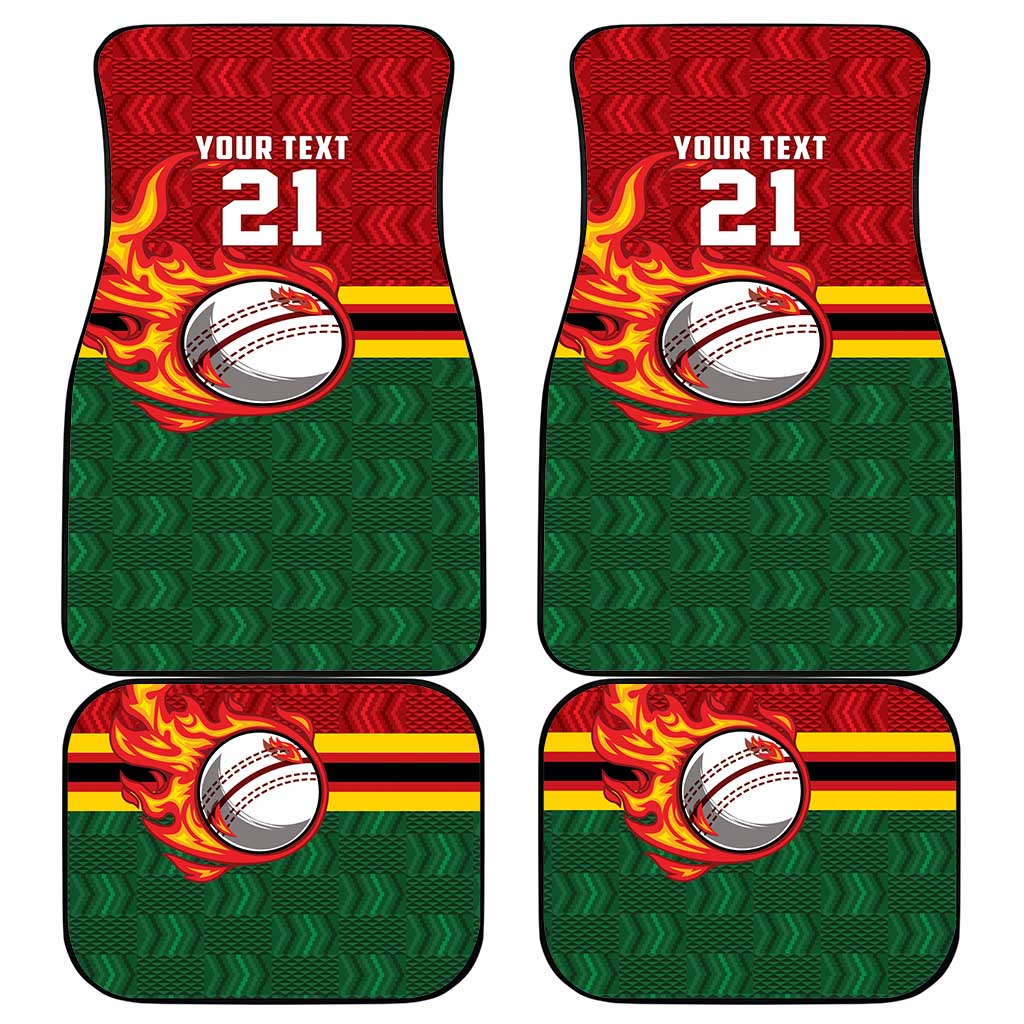 Custom Africa Cricket Zimbabwe Car Mats The Chevrons Cricket Ball Fire - African Pride