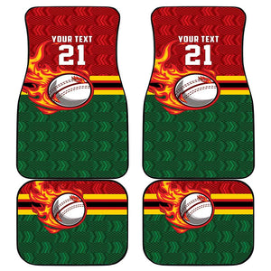 Custom Africa Cricket Zimbabwe Car Mats The Chevrons Cricket Ball Fire - African Pride