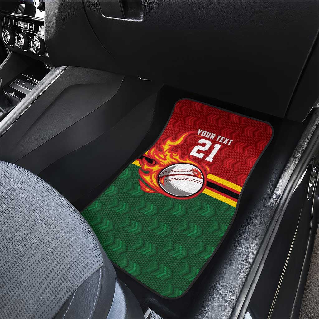 Custom Africa Cricket Zimbabwe Car Mats The Chevrons Cricket Ball Fire - African Pride