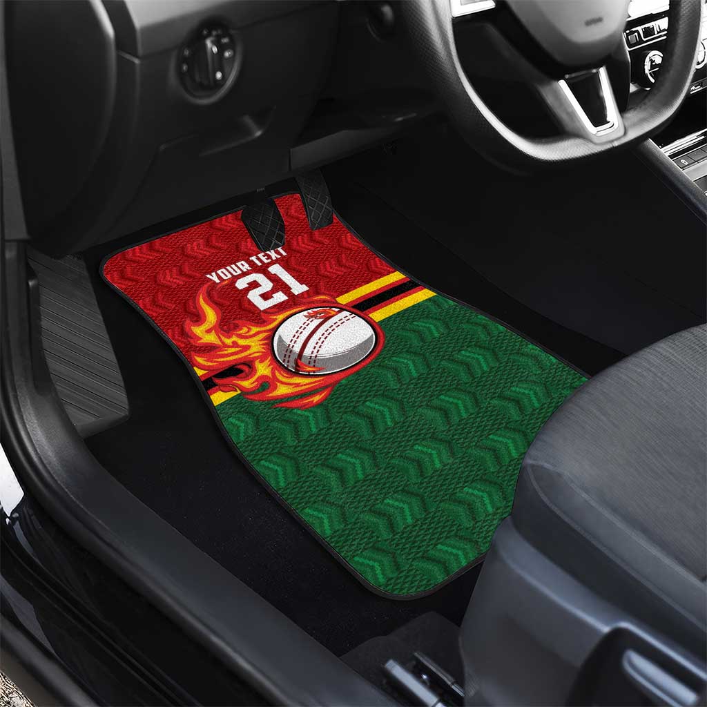 Custom Africa Cricket Zimbabwe Car Mats The Chevrons Cricket Ball Fire - African Pride