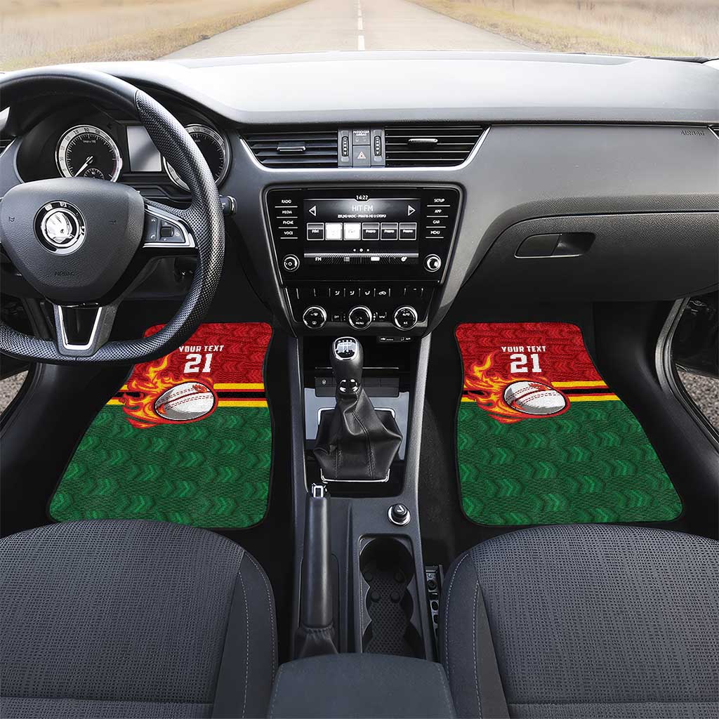 Custom Africa Cricket Zimbabwe Car Mats The Chevrons Cricket Ball Fire - African Pride