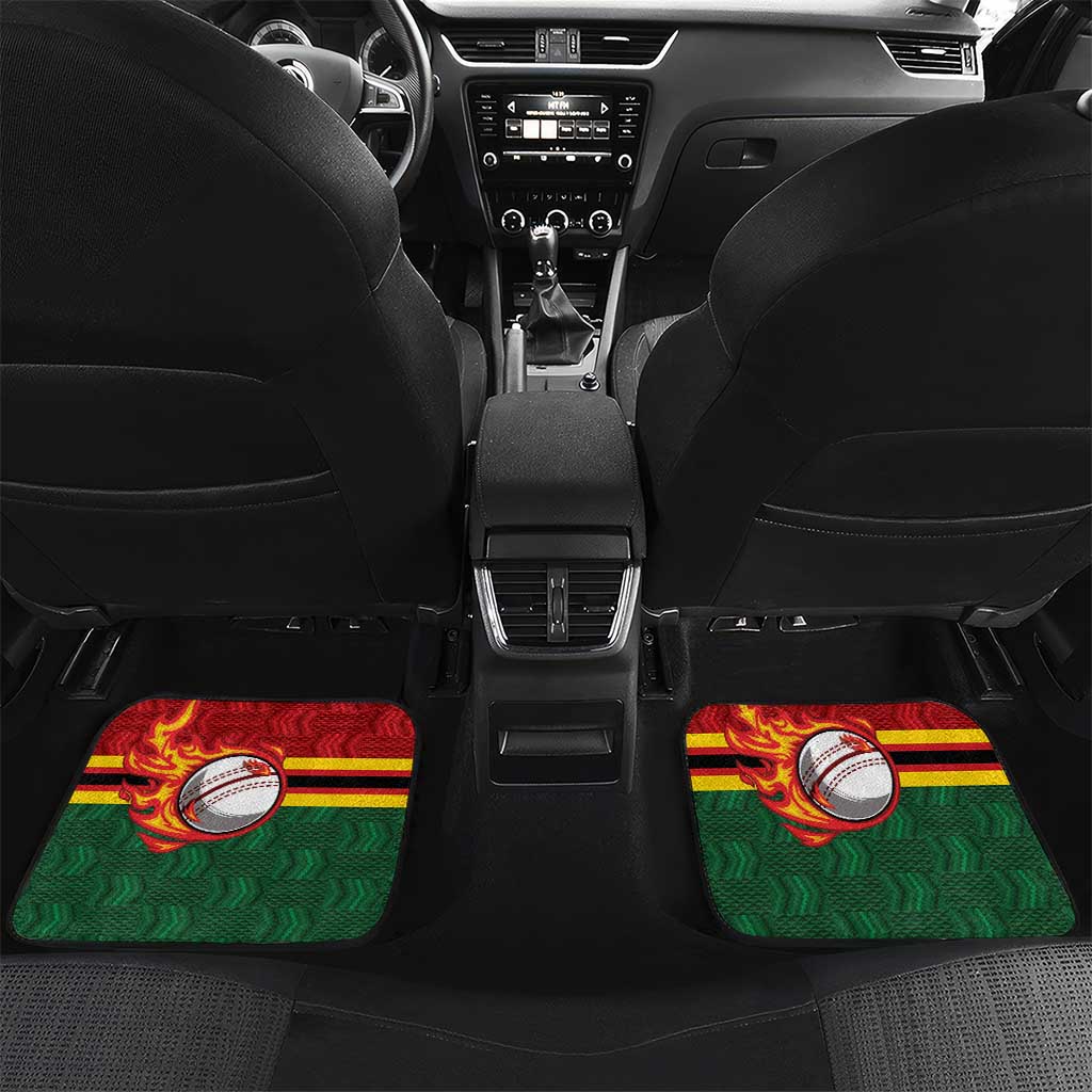 Custom Africa Cricket Zimbabwe Car Mats The Chevrons Cricket Ball Fire - African Pride